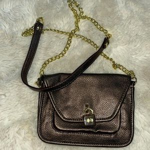 Kate Landry brown cross body with gold chain